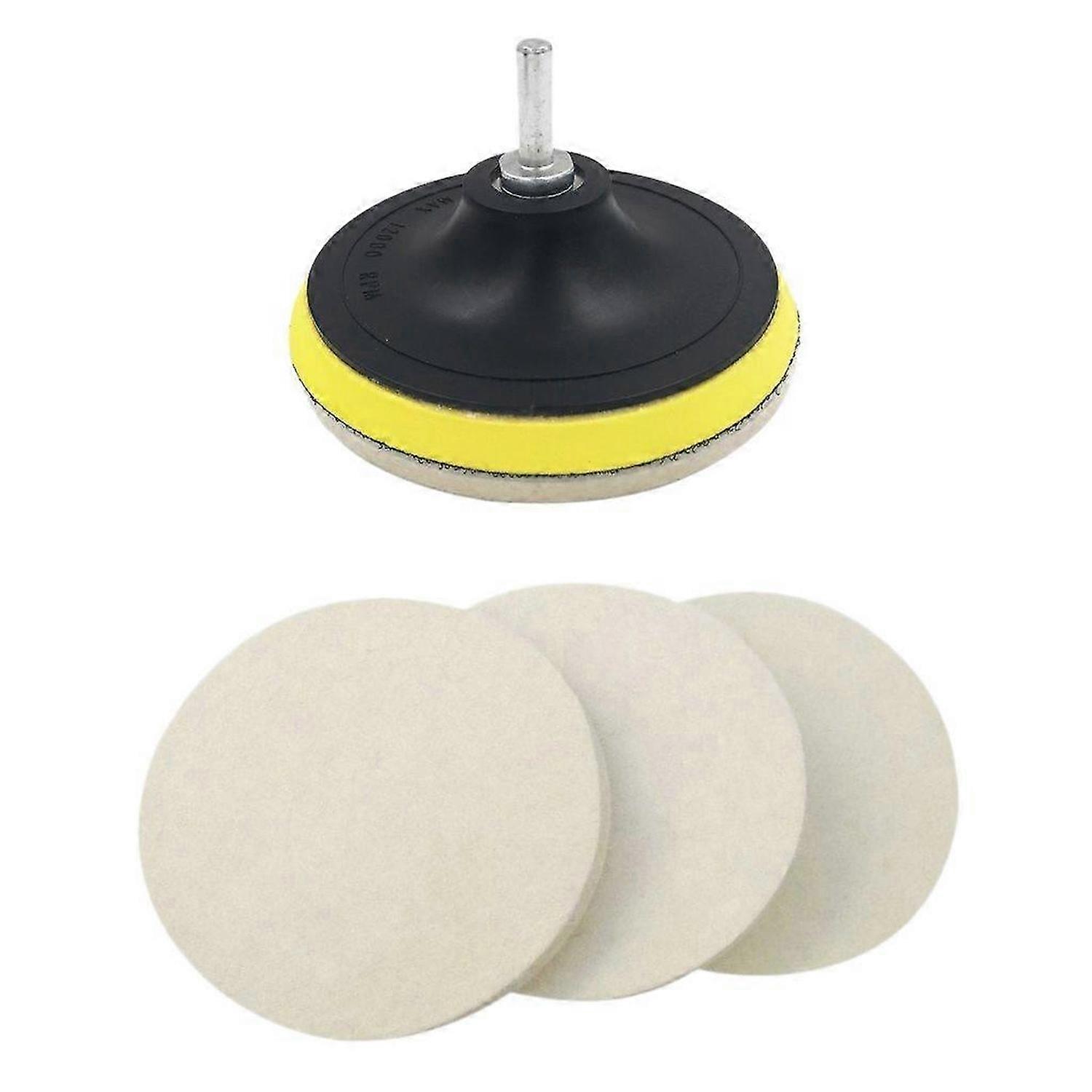 3Pcs 5inch Wool Felt Disc Polishing Pads and Backing Pad with M14 Drill Adapter Kit To Grind and Pol