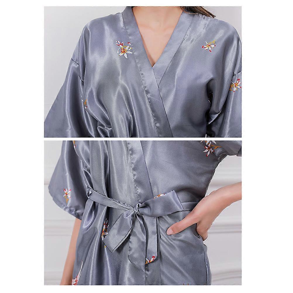Ice Silk Nightgown V Collar Nightdress for Wearing in Multi Colors