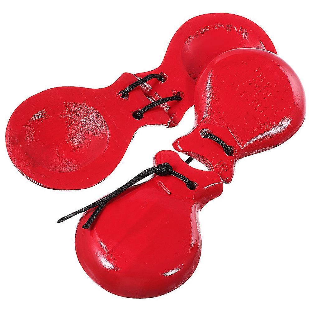 Wooden Castanets Wood Percussion Instrument for Playing Use 6Pcs
