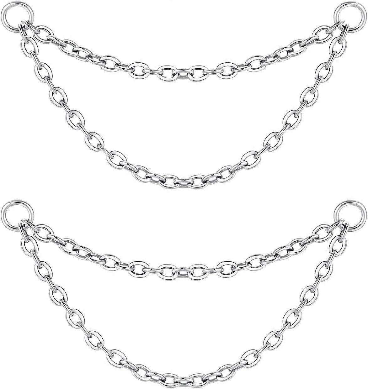 G23 Titanium Conch Helix Cartilage Earring Chain Nipple Ring Chain Nose Chain Piercing Across Nose Nostril Chain Bridge Facial Piercing Jewelry Silver