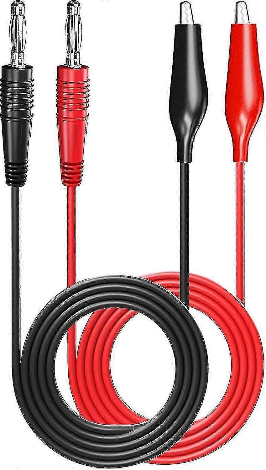 4mm Banana Plug To Alligator Clips Test Leads Kit Crocodile Clips Copper Soft Cable Wire Set Red + Black(1set, Red+black)