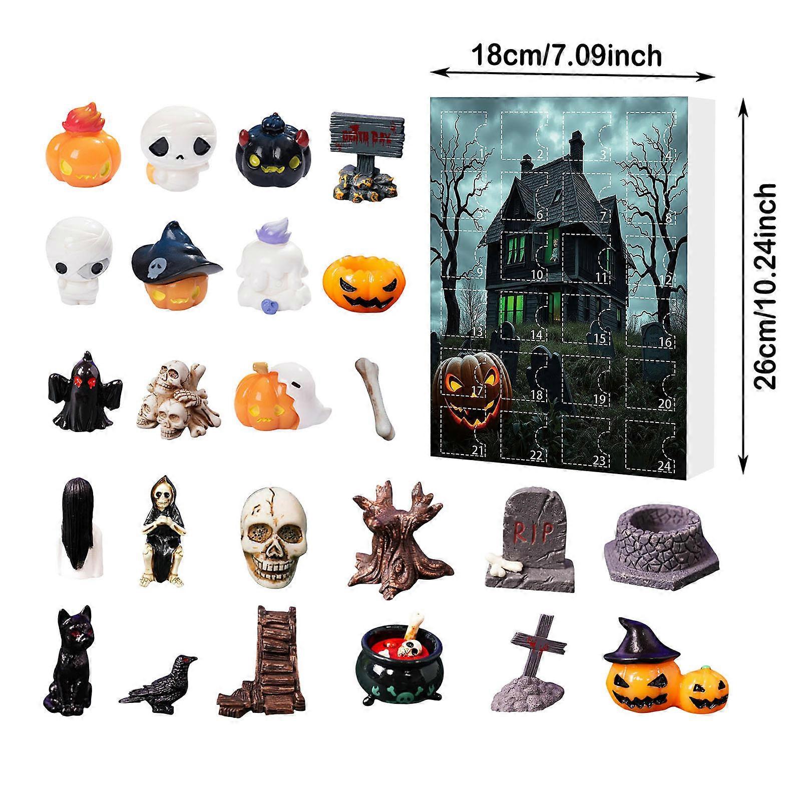 Halloween countdown calendar blind box cartoon style ghost skull pumpkin resin shape home decoration