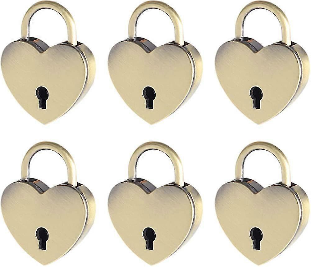 Mini Heart Shaped Padlocks with Keys, Antique Style, 6PCS