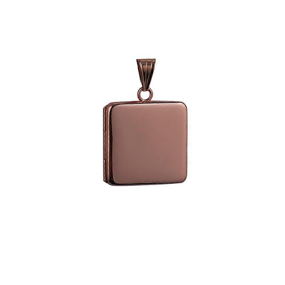 9ct Rose Gold 22mm flat square plain Locket