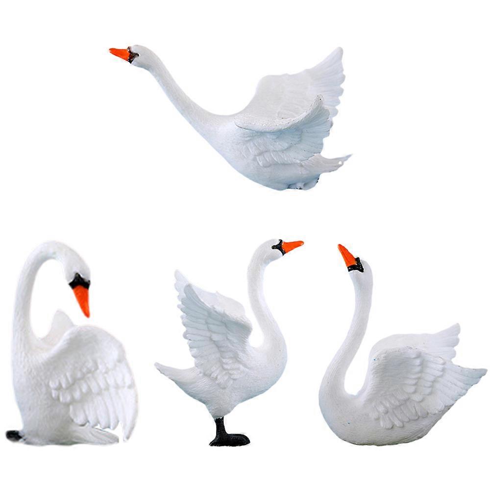 Decorative Mini Swan Figurines for Flowerpot Accessories 20Pcs White