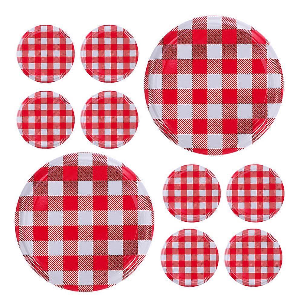 10Pcs Checked Plaid Jar Lids Regular Mouth Designed For Food Preservation Ideal For Home Users