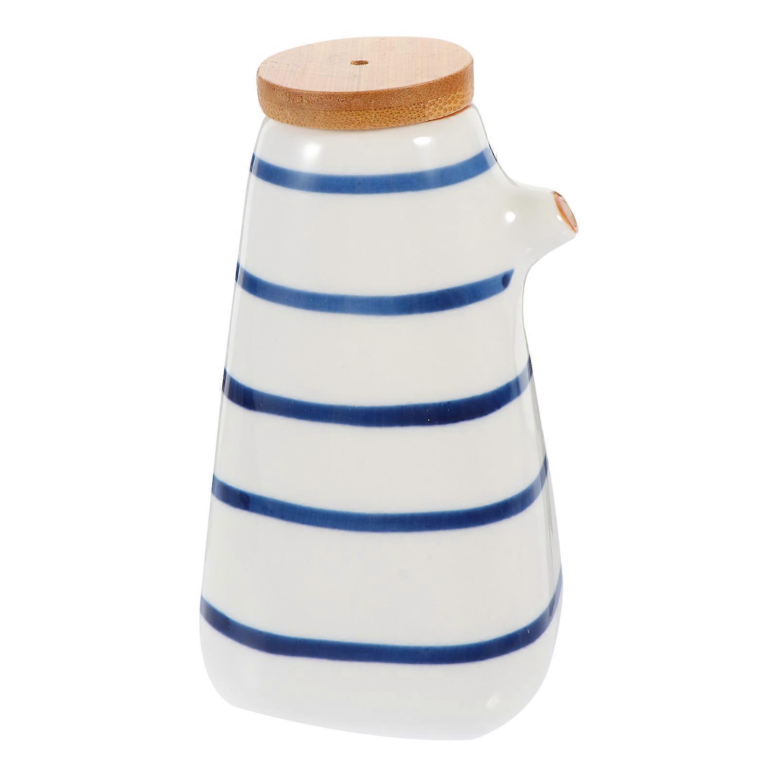Lidded Sauce Bottle In Japanese Style Ceramic Design With Bamboo Lid Great For Homeowners Perfect For Storing Dressings 6Pcs