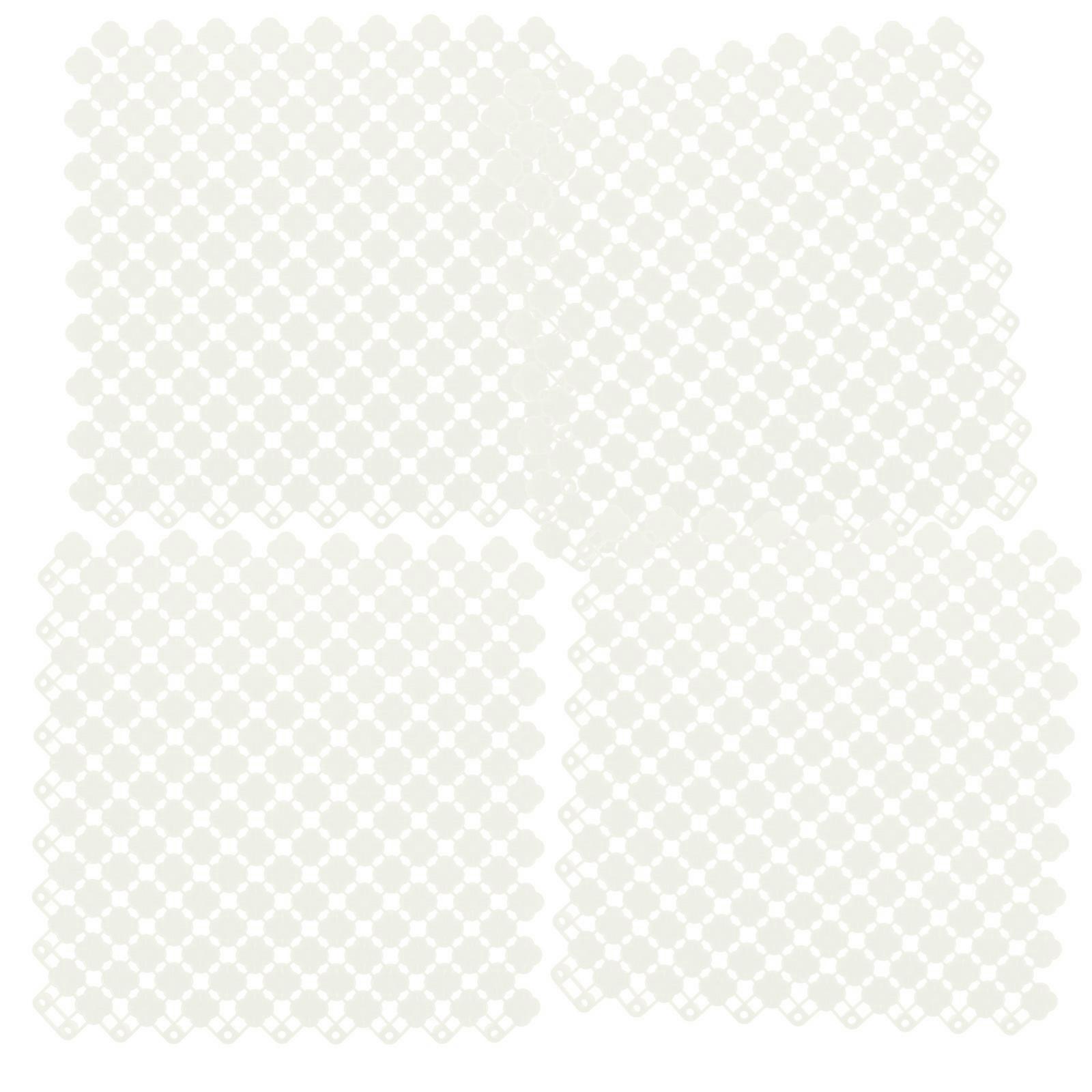 4Pcs Non-Slip Drainage Floor Mat Simple Design For Homeowners DIY Projects White Plastic Pressure Dispersion