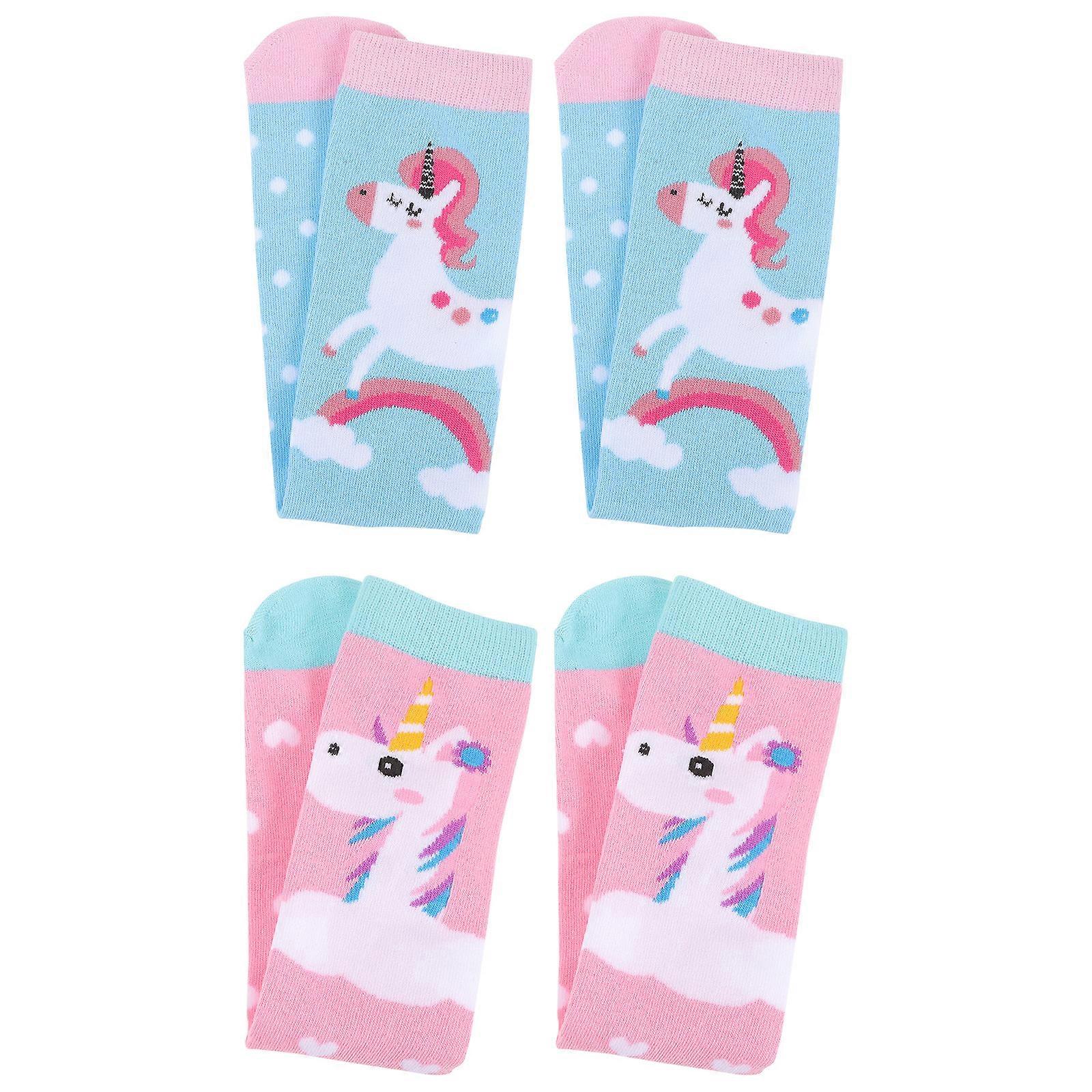 Cute Knee Socks for Girls Unicorn Pattern Socks 10Pairs Fabric Material
