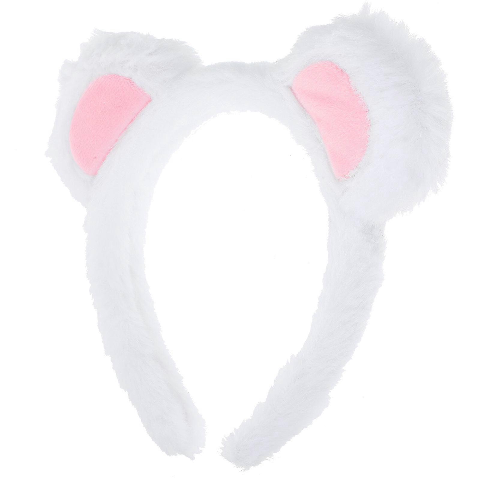 Cosplay Bear Ears Headband In White Material For Women Suitable For Formal Event With Elegant Design 5Pcs
