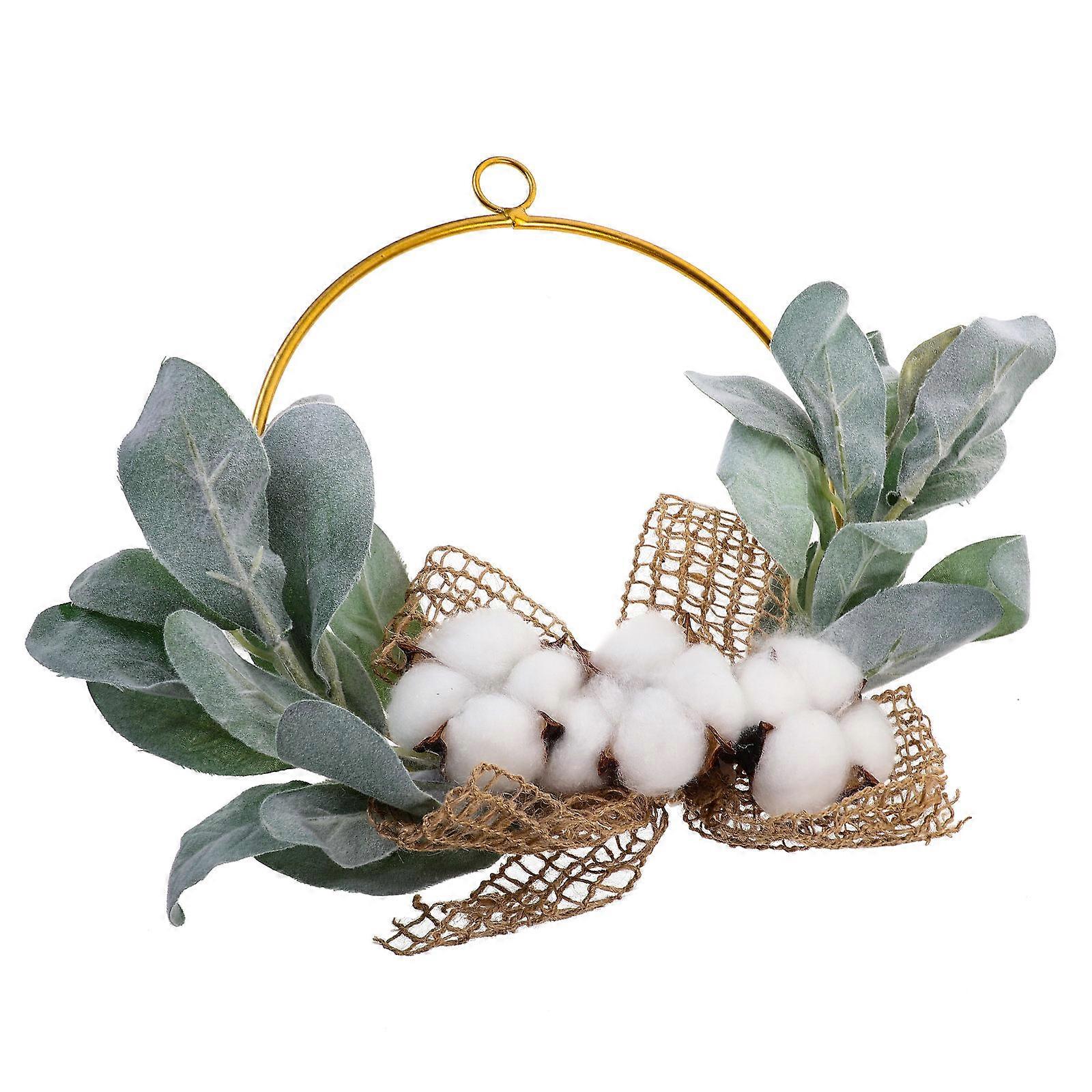 Artificial Wreath Ornament Cotton Wreath Hanging Decor 2Pcs for Home