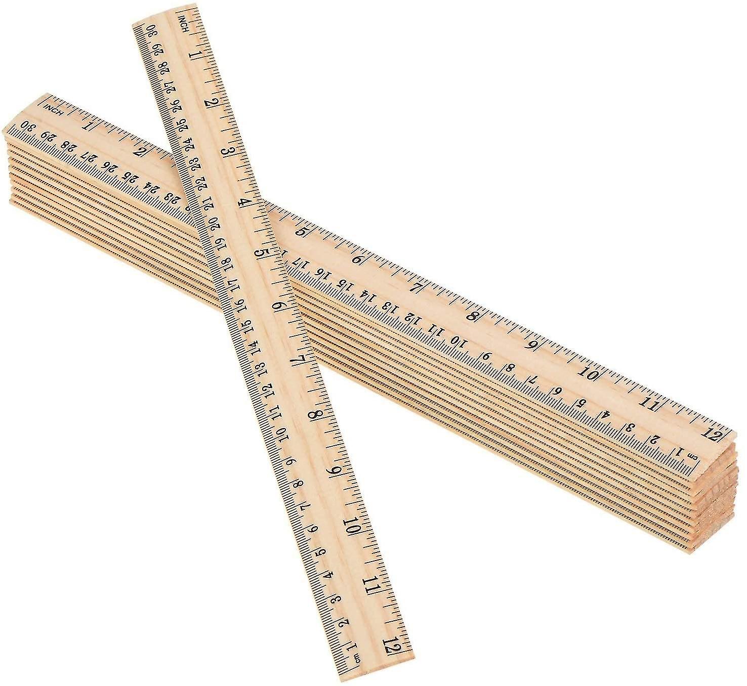 10 Pak Træ Lineal 12 tommer linealer Bulk Træ Måling Lineal Kontorlineal