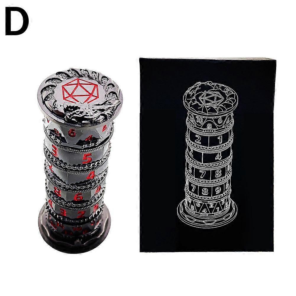 Dragonstone Keep Roulette Dice Spinner 7-in-1 Metal DND Dice Set with Rotating Roller Dragon Design RPG Gaming Gift