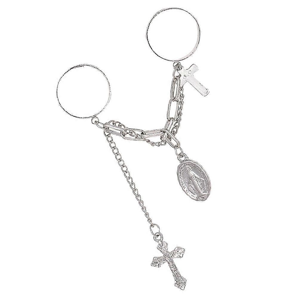 Cross Modeling Ring Unique Double-Finger Ring for Decor 1Pcs Silver Alloy