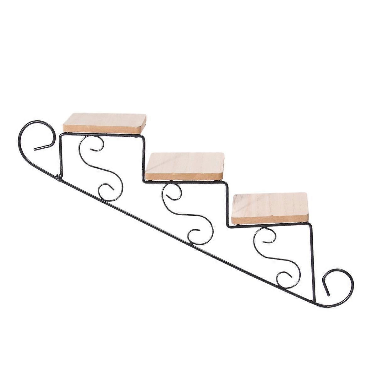 Wall Decoration Staircase Shape Wall Mount for 2Pcs Black Rustic
