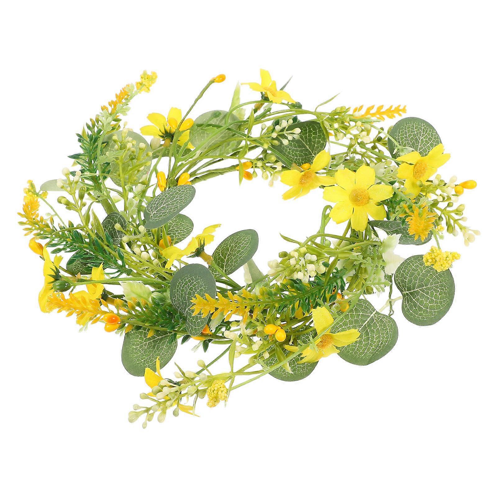 Artificial Eucalyptus Leaves Wreath Candle Holder For Various Occasions Multicolor 1Pack