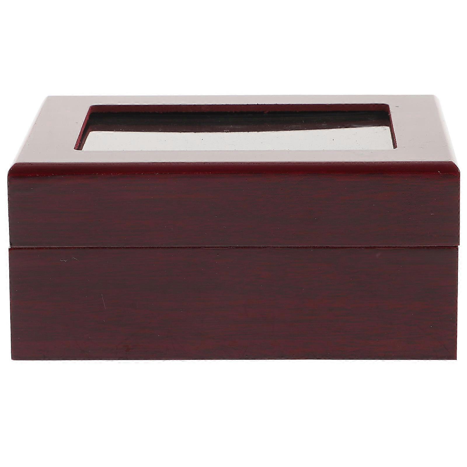Decorative Ring Box Jewelry Case for Storage 4Pcs Dark Red Cases