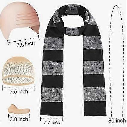 סט תחפושת משחק תפקידים מיניונים עם כובע קירח, צעיף ואף מזויף סט אביזרים למסיבת ליל כל הקדושים -