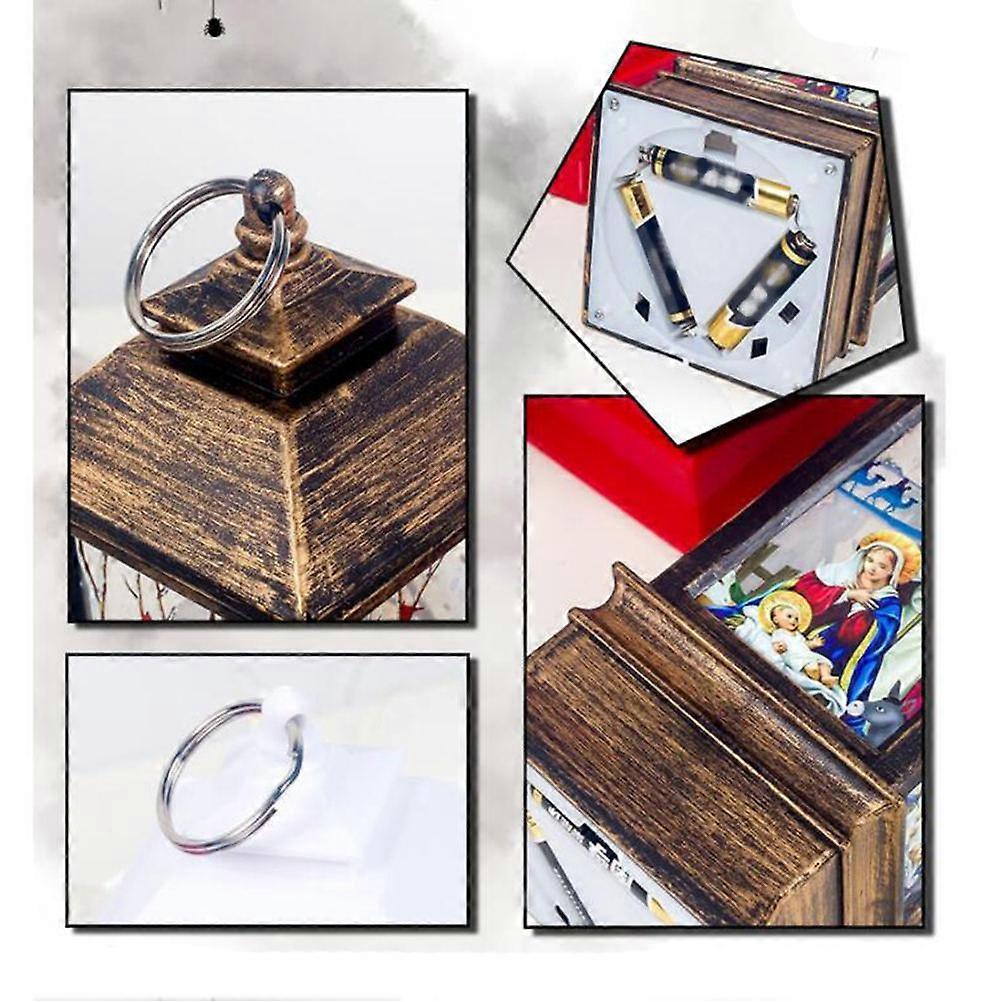 Handheld Christmas Wind Lamp with Jesus Print LED Light 2Pcs