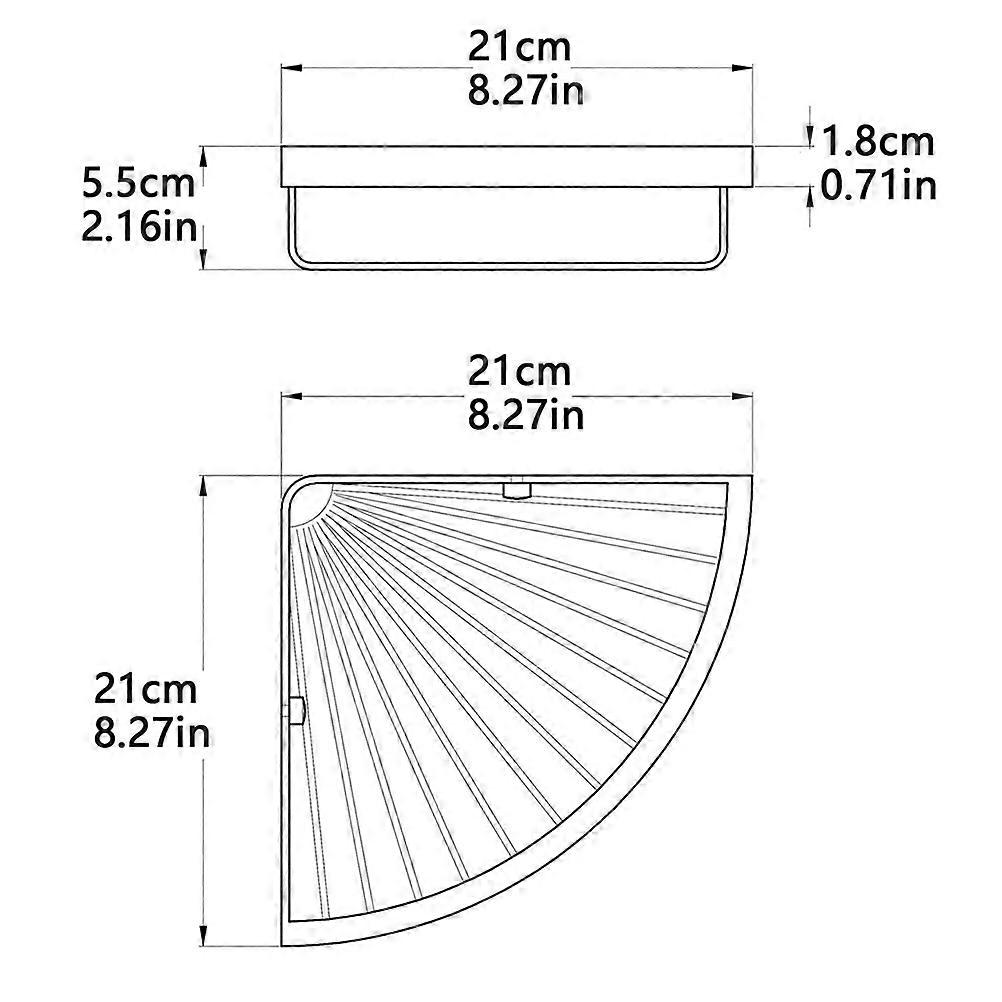 Storage Basket Fan Shape for Bathroom Use 2Pcs Bronze Wall Mount Rack