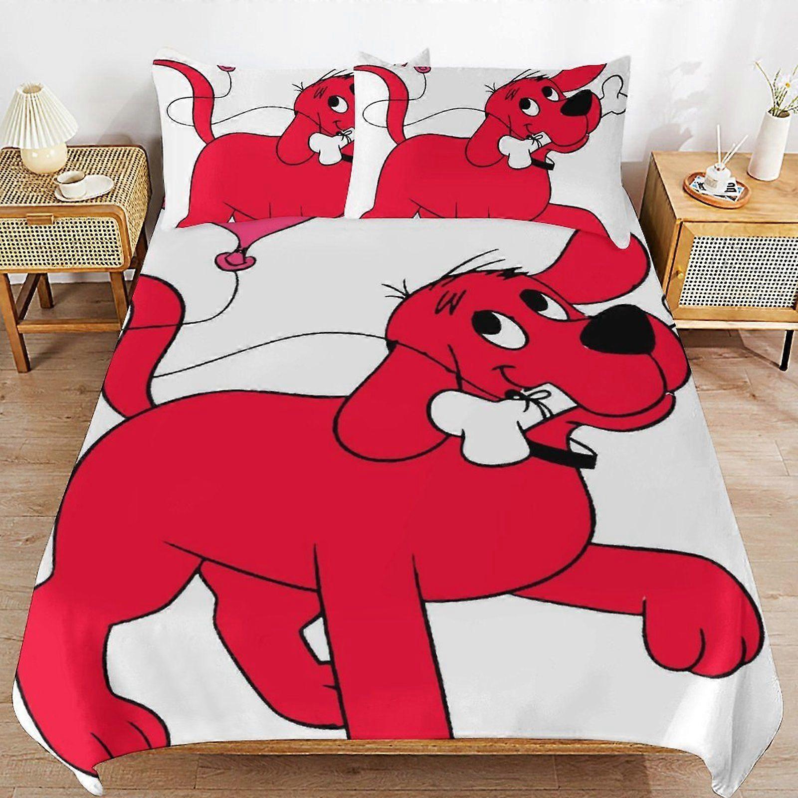 S515 Clifford the Big Red Dog Durable Fabric Sleep System Smooth Texture Cozy Comfort Duvet Cover Sets for All Seasons X515