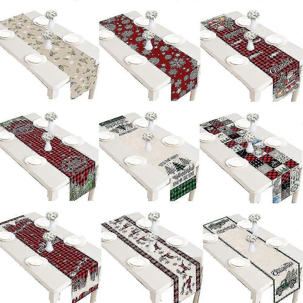 Christmas Table Runner Linen Printed Table Cover Christmas Decorations Cs