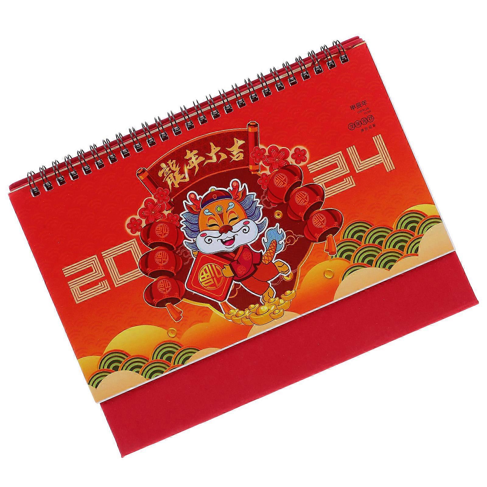 Chinese Style Desk Calendar 2Pcs 2024 Calendar for Office Use