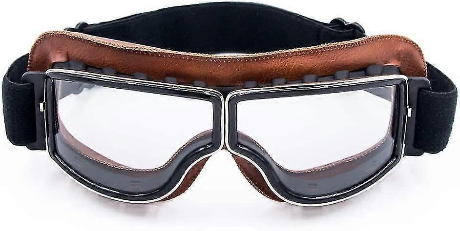 オートバイゴーグルヴィンテージパイロットレザーライディングメガネスクーターATVオフロードアンチスクラッチ防塵アイウェア
