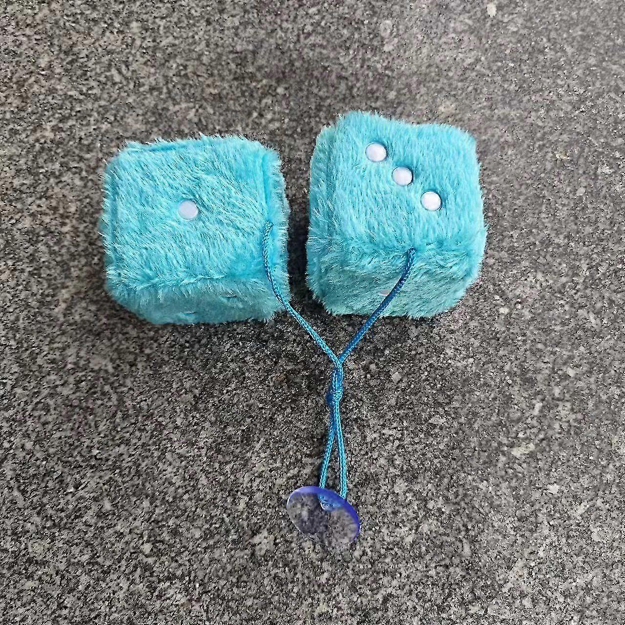 Car Rear View Mirror Ornament Plush Square Dice Design