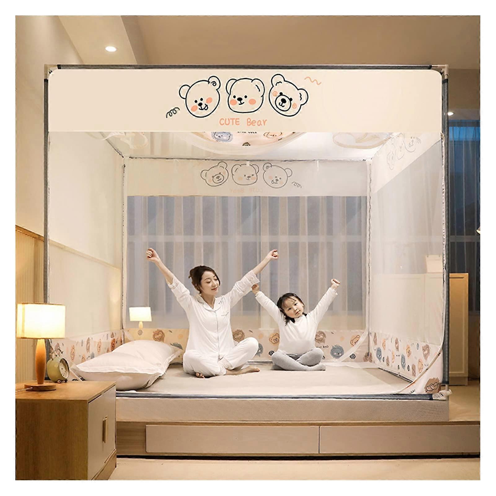 Foldable Mosquito Net For Beds, Pop Up Bed Canopy, 3 Opening Doors, 180 x 200 x 170 cm, Color E