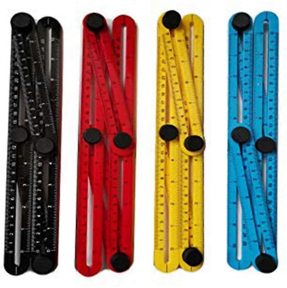Plastic Multi-Angle Measuring Ruler with Metric Scale: 4 Colors & Protractor for Various Craft Projects