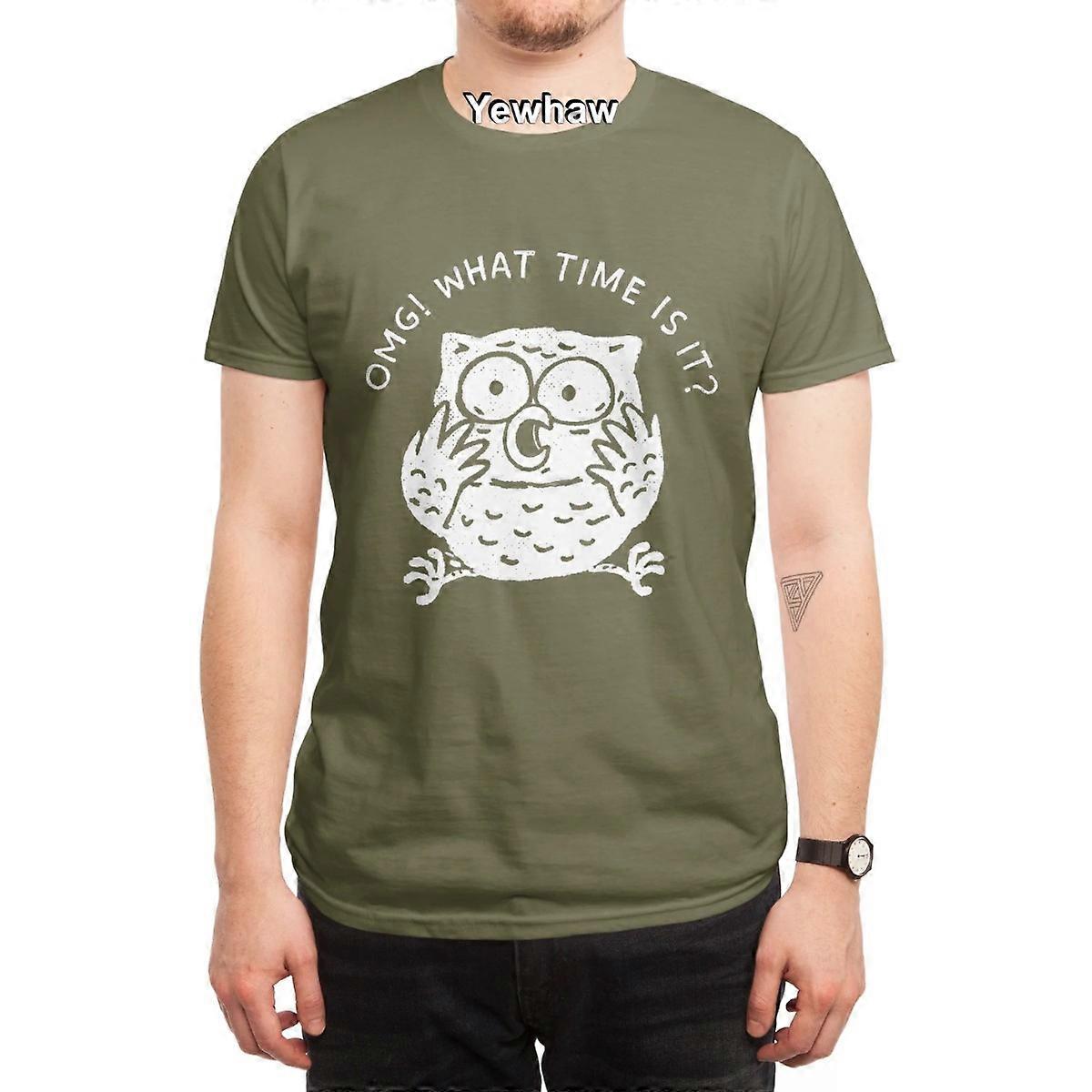 Τι ώρα είναι? T-Shirt κουκουβάγια έκπληκτη χειροποίητη αστεία τυπογραφία