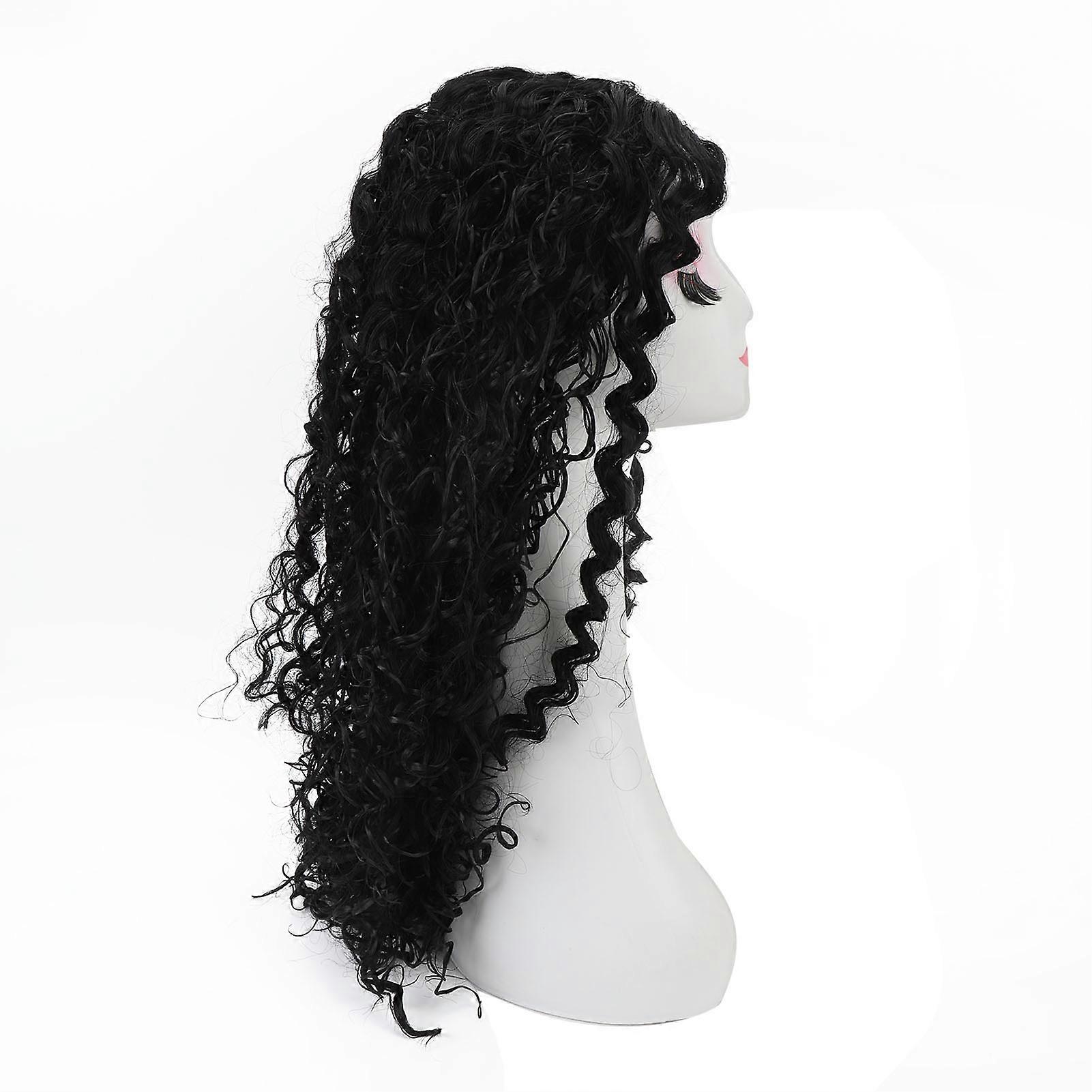 Deep Wave Lace Front Wig High Density Synthetic Middle Part Heat Resistant Deep Curly Wig for Women Black 28 Inch 