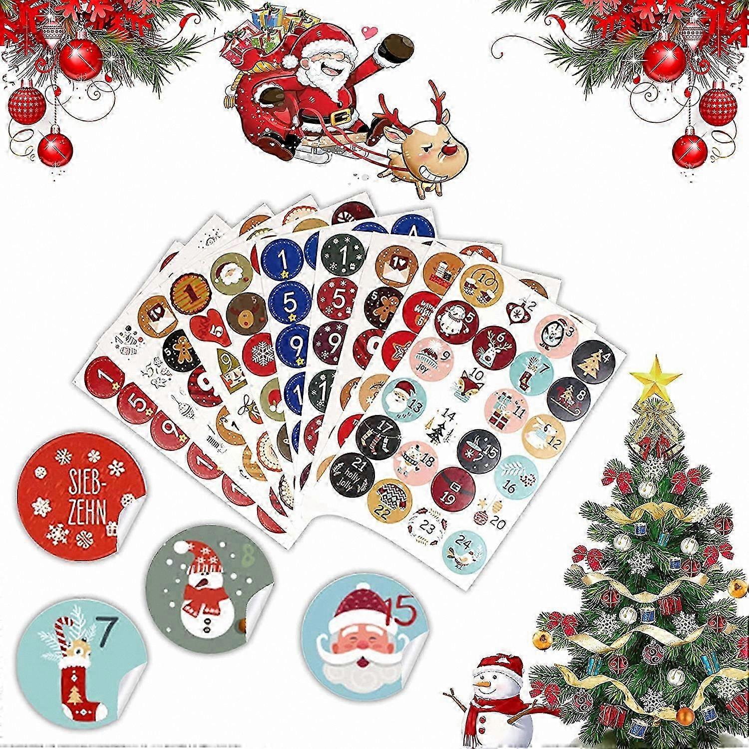 240PCS Christmas Countdown Stickers Numbers 1-24 for Advent Calendar Gift Tags