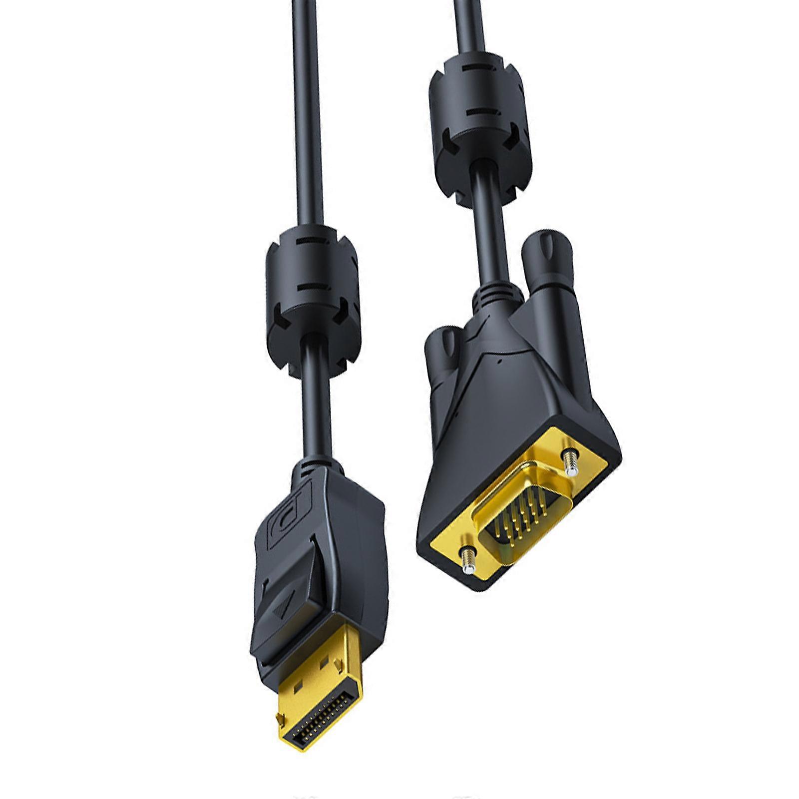 DP to VGA Adapter Cable Double Magnetic Rings Anti Interferences Design Ensures Long Distanced Connection Multicolor