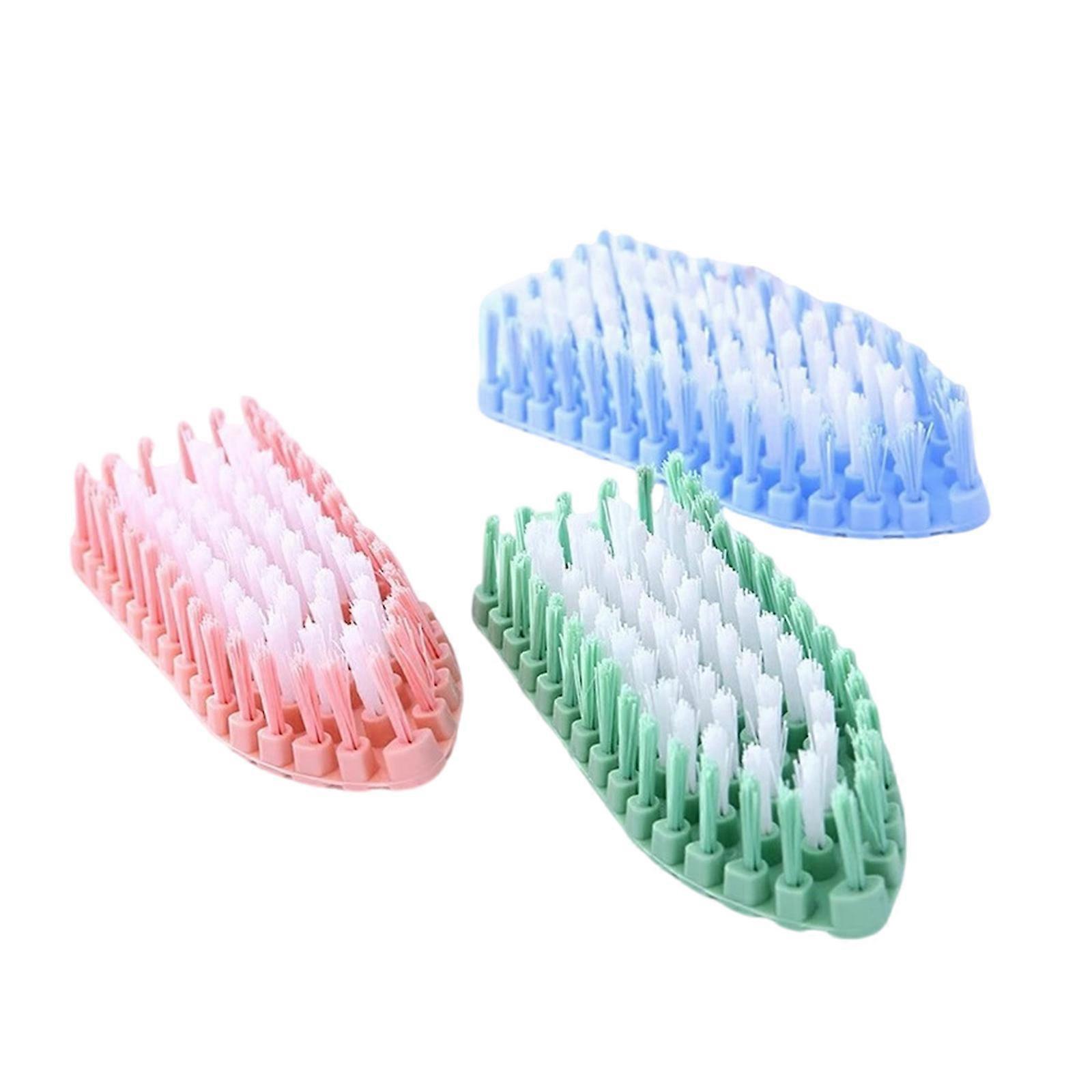 3Pcs Curved Soft Bristled Cleaning Tool Bendable Flexible Scrub Brush Random Color Comfort Handle Home Car Maintenance Multicolor