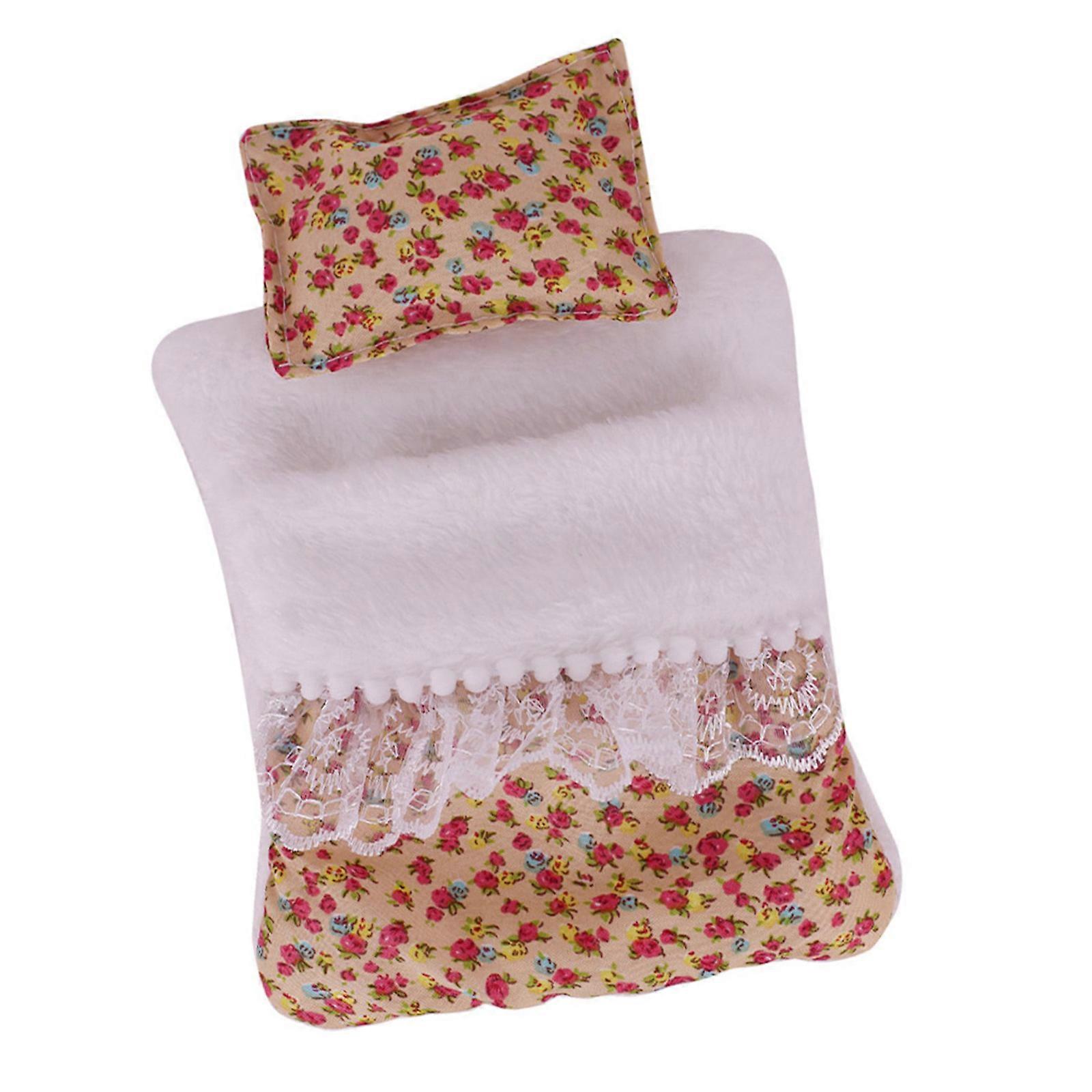 Popular Doll Bed With Flower Pattern Detachable Pillows And Sleeping Bag For Plush Dolls 17cm Plush Figure Doll Display Multicolor