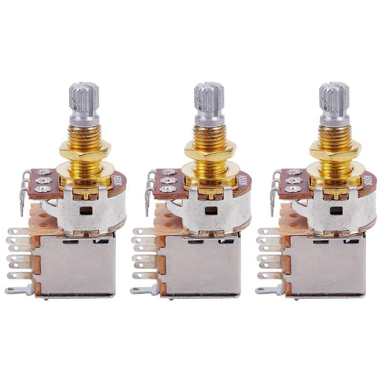 3X Guitar Pots 500K Short Split Shaft Audio Taper Push/Pull Potentiometer
