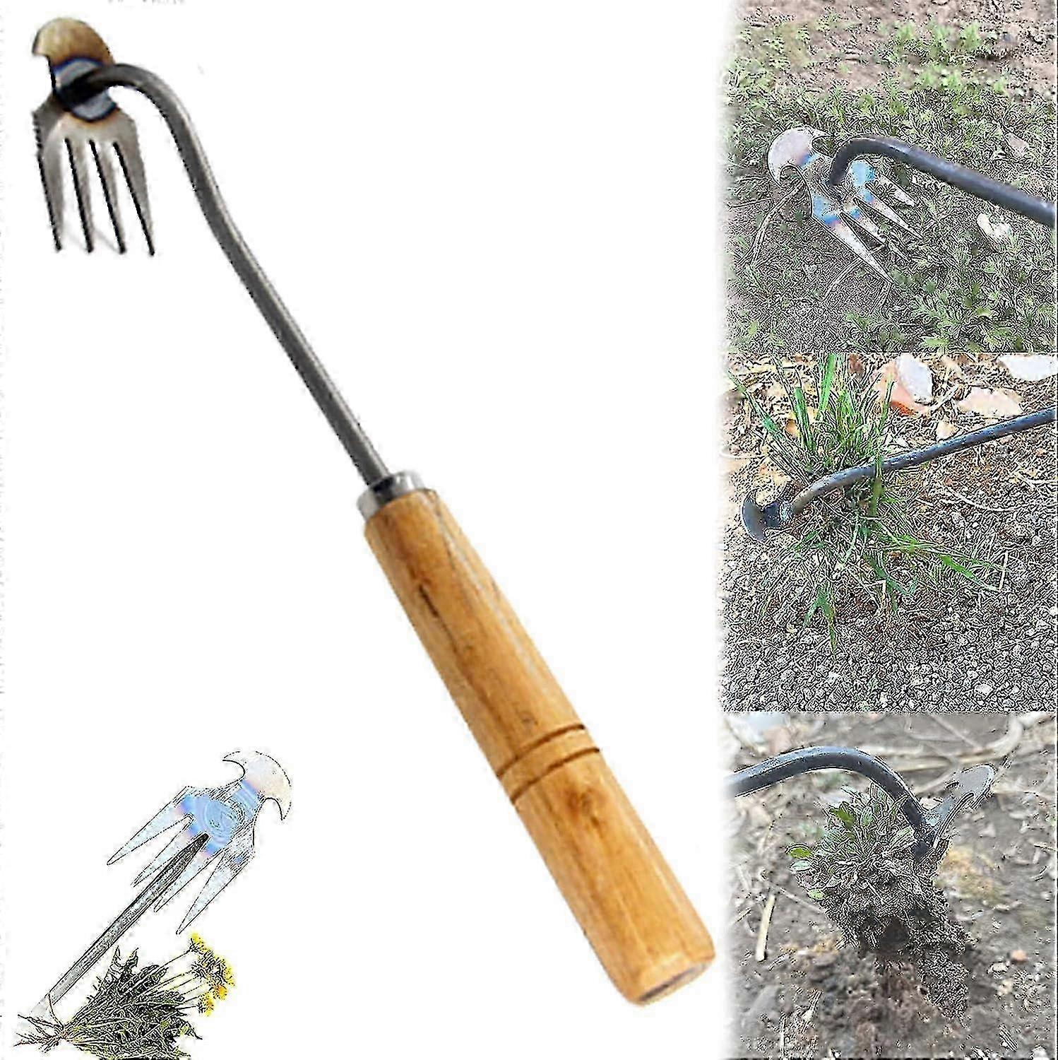 Garden Weeder Puller, Uprooting Weeding Tool Weeding Artifact Tool, Deluxe 4-Claws Metal Weed Removal Weeding Tool Easy Root Remover