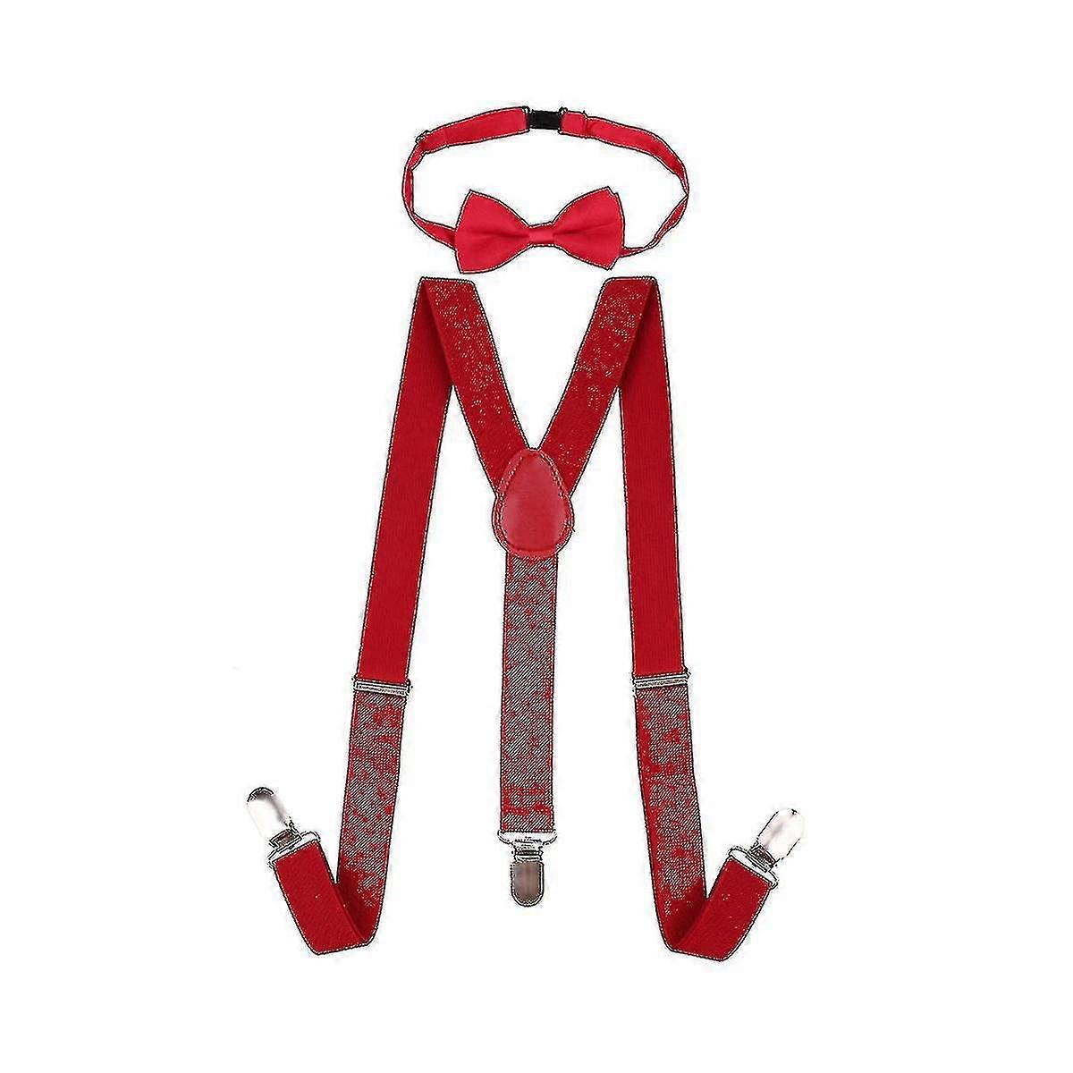 Kids Bow Tie And Adjustable Elastic Suspender Braces Compatible With Boys