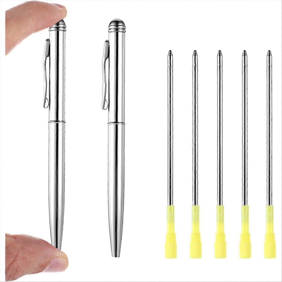 Mini Pens 7 Pack Small Ballpoint Pen with 5 Refills 4 Inch Rotating Pocket Pens Tiny for Notebook O