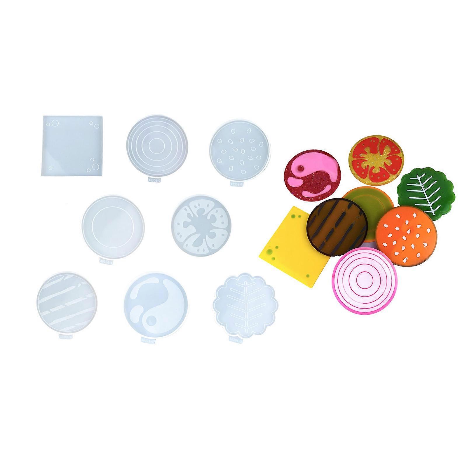 DIY Hamburger Silicone Coaster Molds Multipurpose Silicone Cup Mat Molds Unique Shapes Coasters for Home and Cafe Use Multicolor
