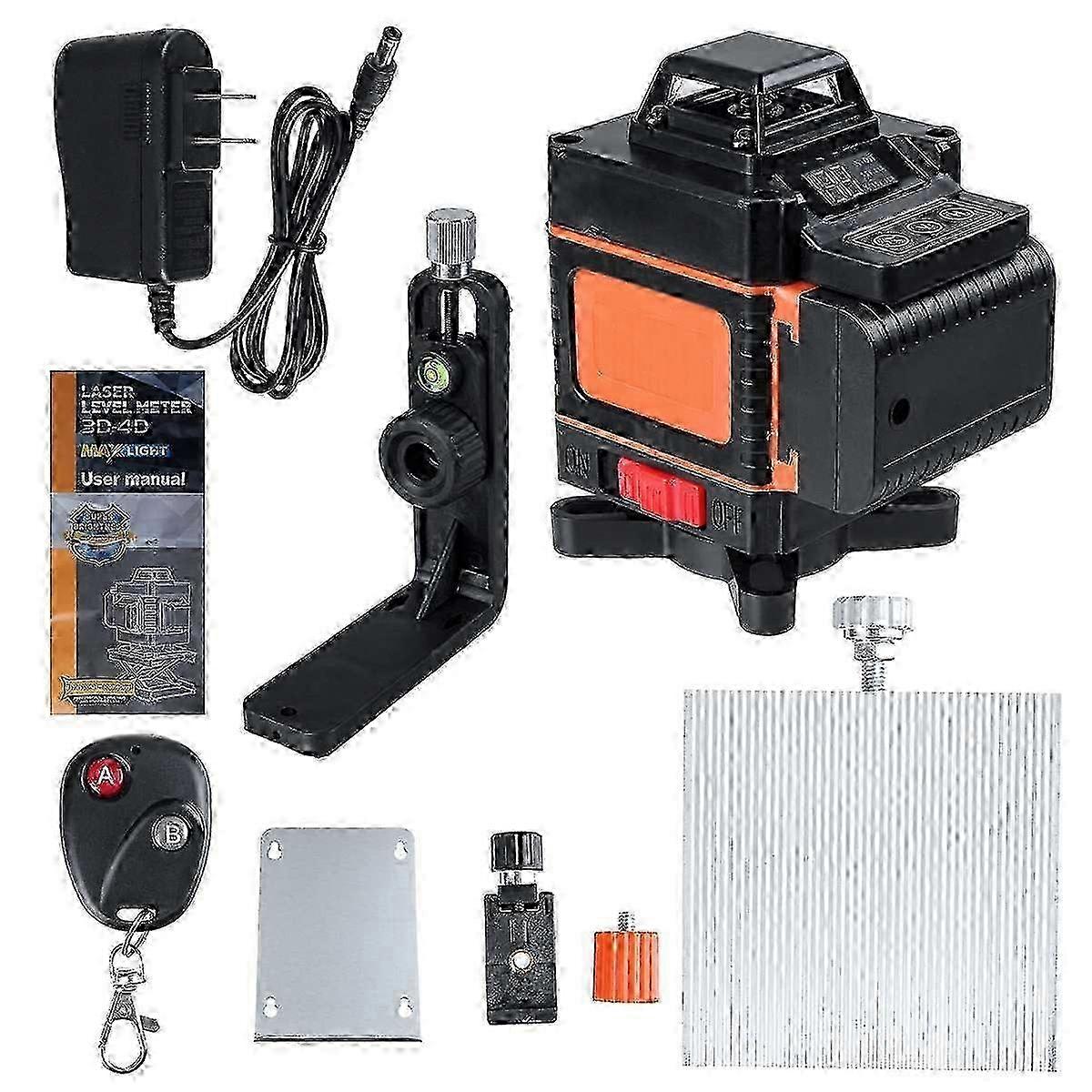 12/16 Line Laser Level 3D/4D Powerful Green Light Remote Control Horizontal Vertical Self-Leveling System-MXBC