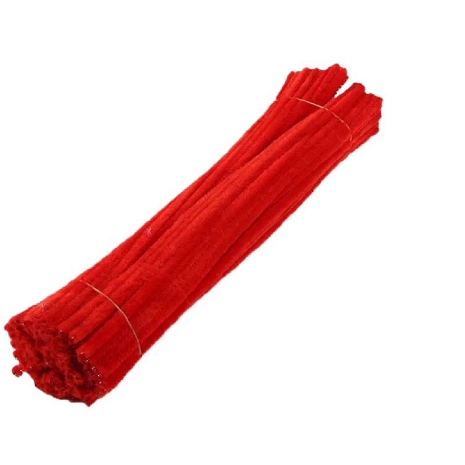 Pipe Cleaners 100pcs Chenille Stems for DIY Crafts, Handmade Plush Strips for Art Projects (Red)