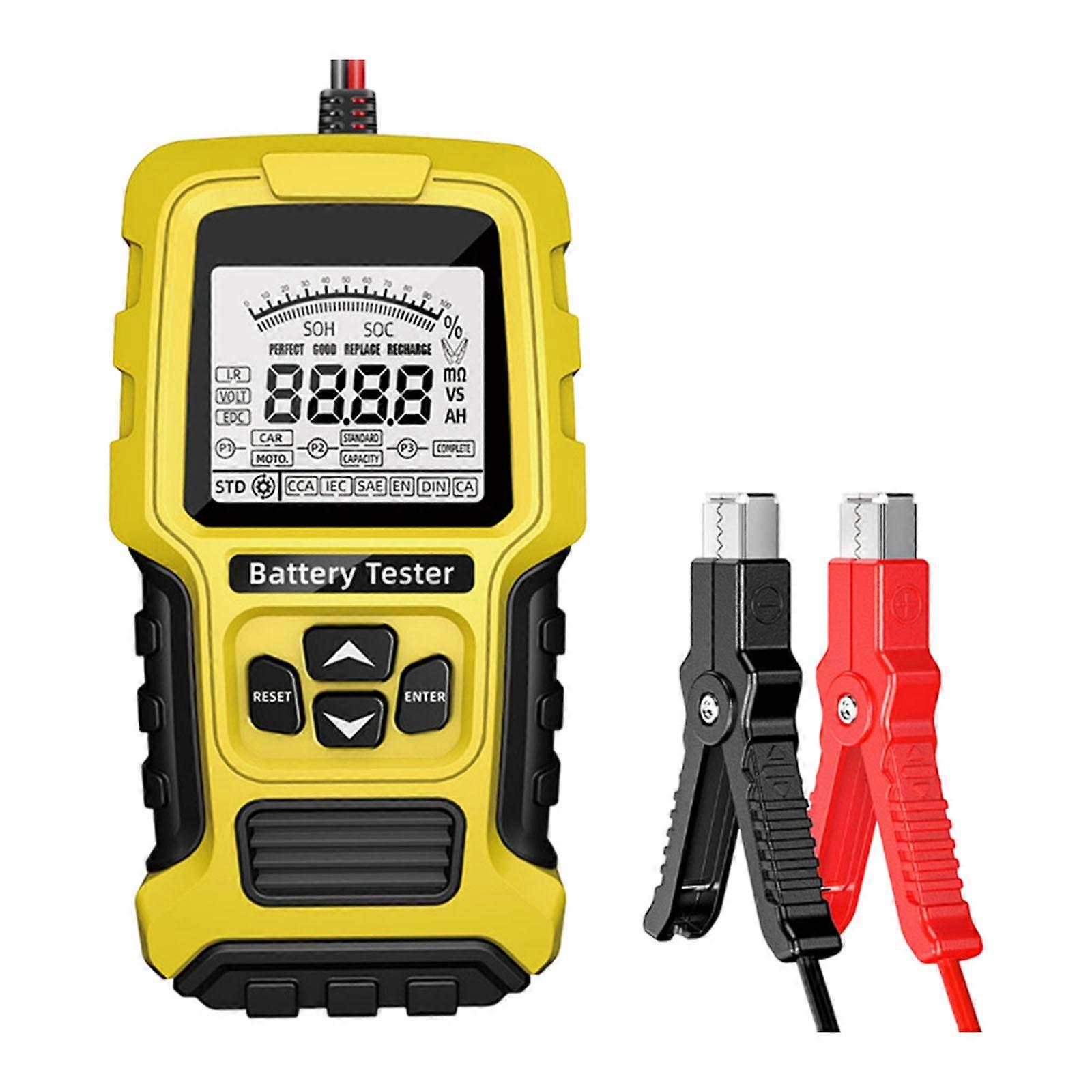 12/24V Automotive Battery Analyzers With LCD Display Voltages Internal Resistance Capacity Measurement Tool  Yellow