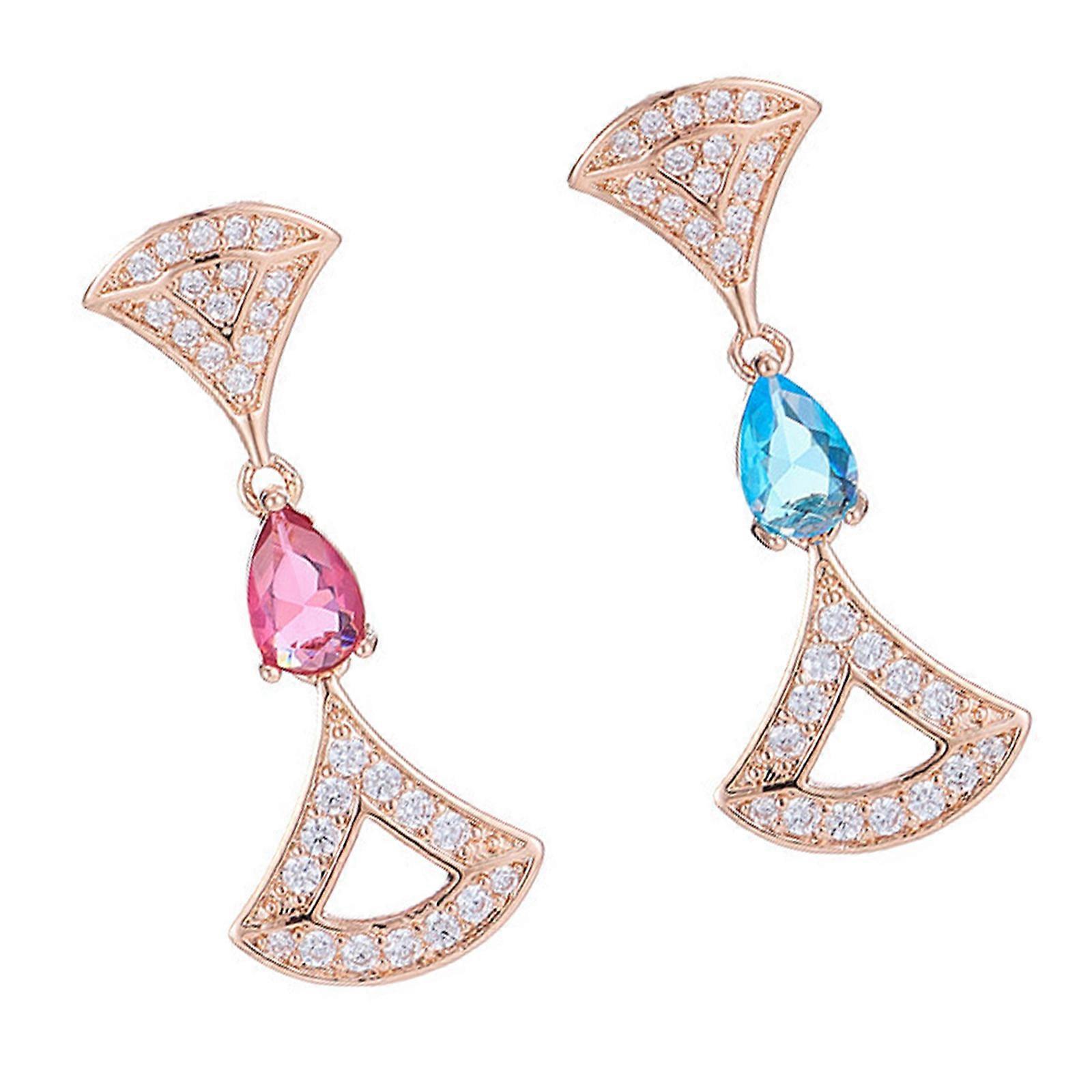 Sleek Curved Drop Earrings Crafted In Recycled Copper Featuring Accuracy Cut Zircon Stone Embellishments Multicolor