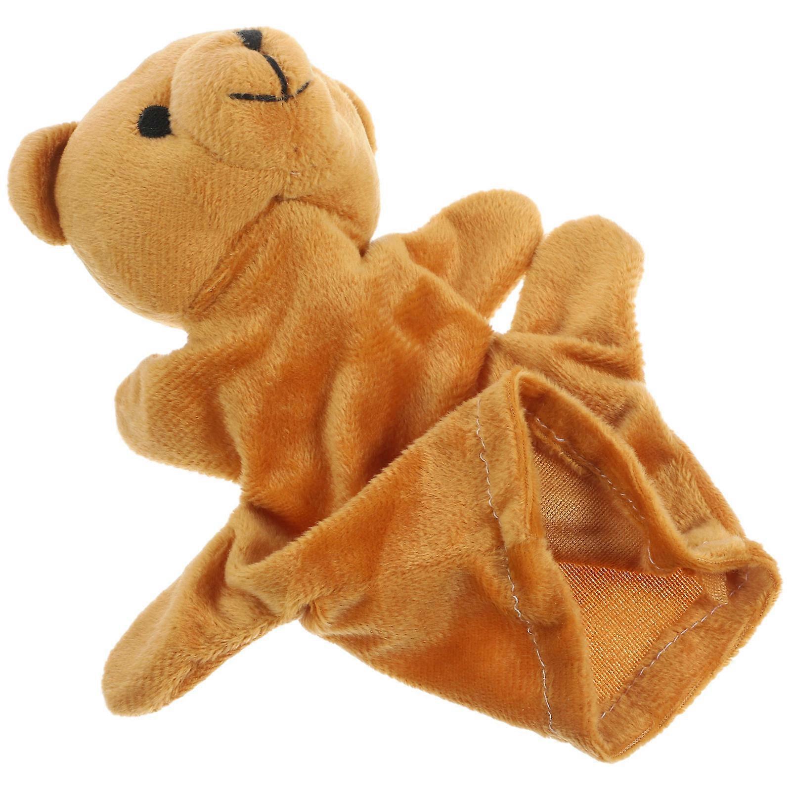 Creative Puppet Toys Plush Bear Hand Puppet Interactive Storytelling For Children Light Brown 1Pack