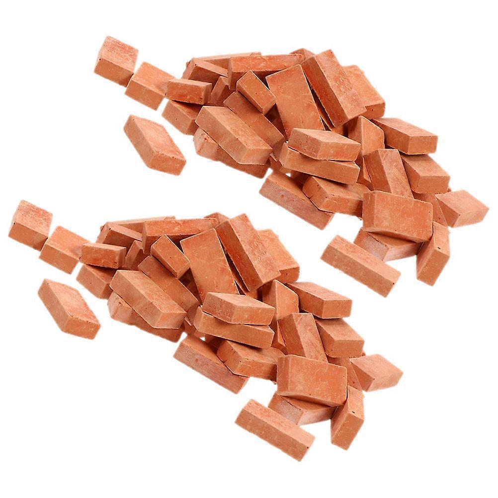 100Pcs Miniature Bricks for DIY Handcrafted Dark Red Clay Brick Models