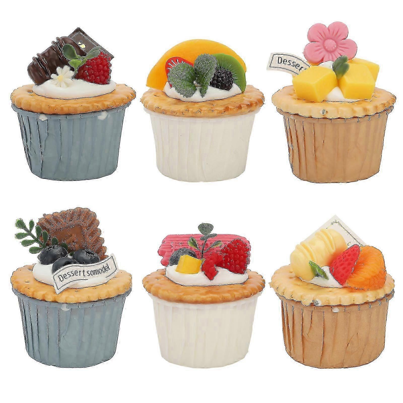 faux food model 6pcs durable multipurpose party cake props