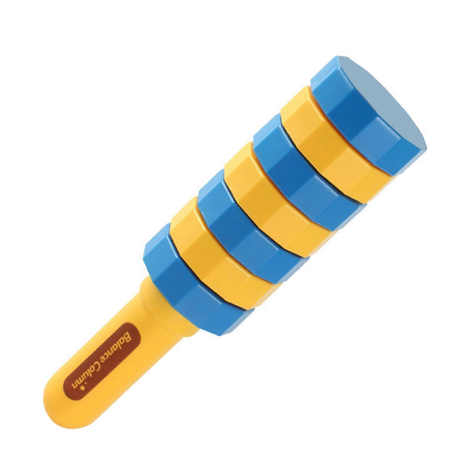 Natural Wood Handheld Balance Training Stick Toy With Magnetic Rotating Disk Hand Eye Coordination Balance Game for Party  Yellow